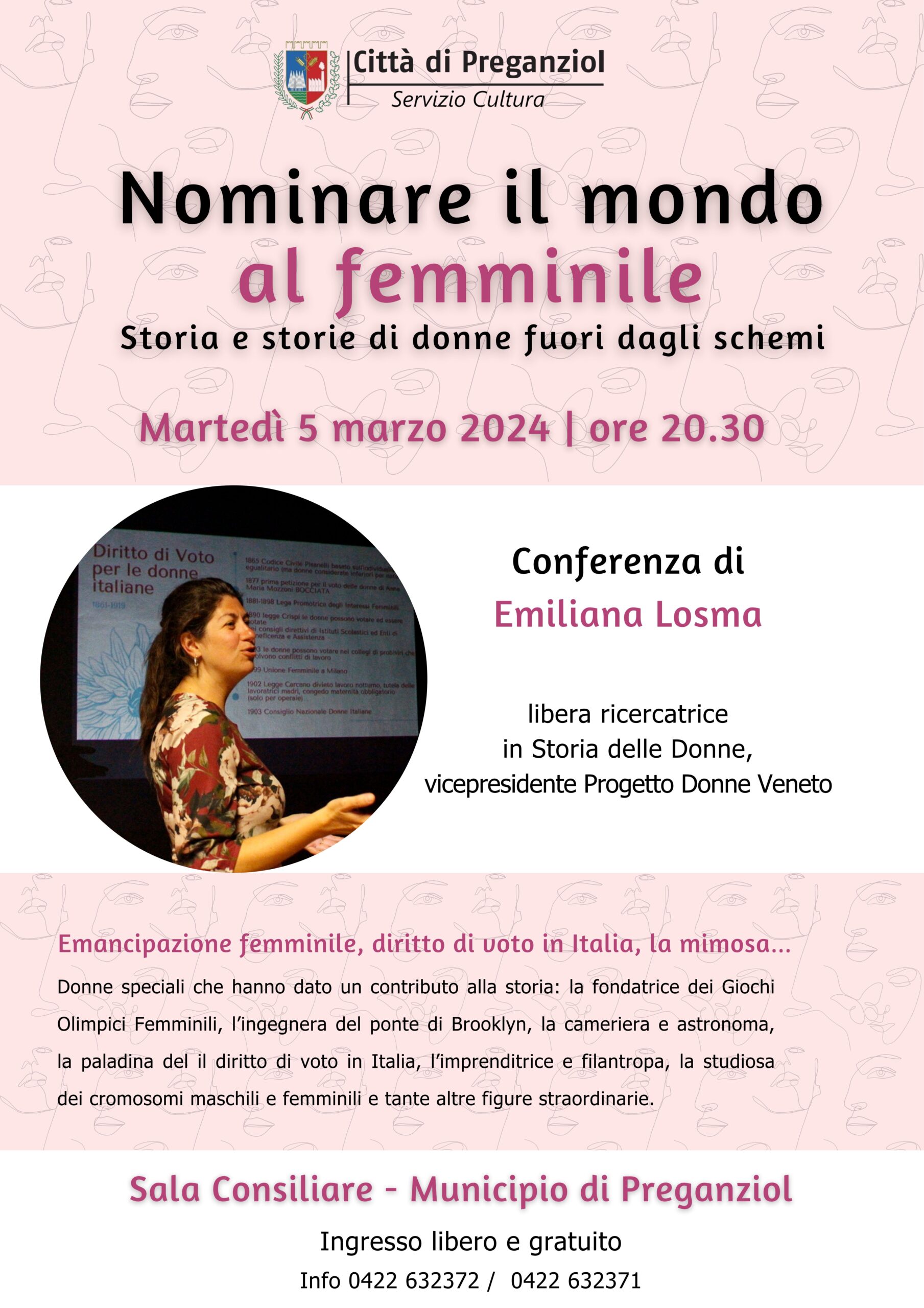 “Nominare il mondo al femminile” Conferenza di Emiliana Losma Martedí 5 marzo ore 20.30