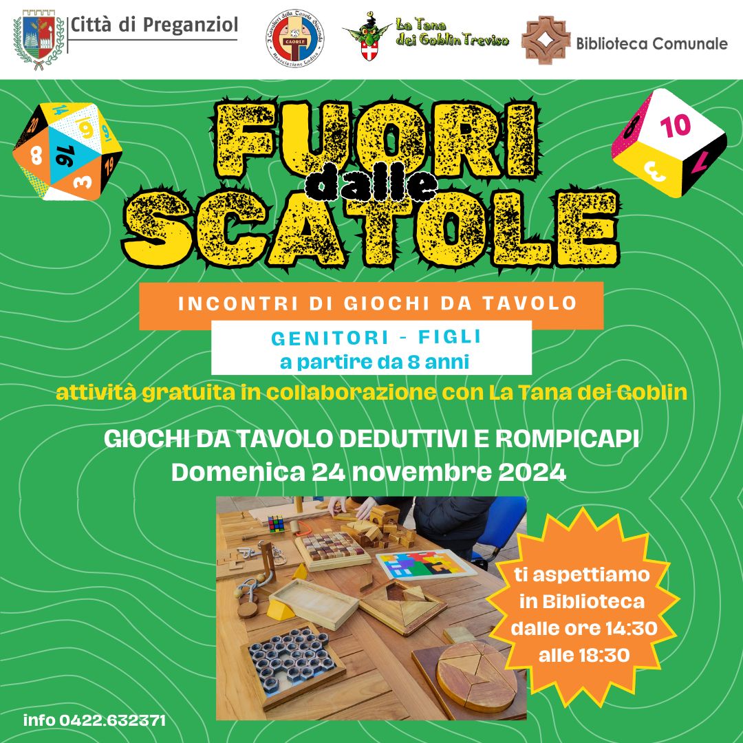 𝗙𝗨𝗢𝗥𝗜 𝗗𝗔𝗟𝗟𝗘 𝗦𝗖𝗔𝗧𝗢𝗟𝗘 pomeriggio di giochi Domenica 24 novembre 2024